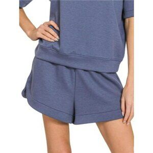 Zenana Scuba Short Sleeve Top & Shorts Set